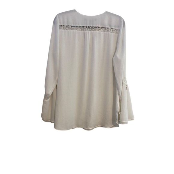 White House Black Market Women 10 Blouse White Lace Peasant Cottage Whimsigoth - Picture 2 of 16